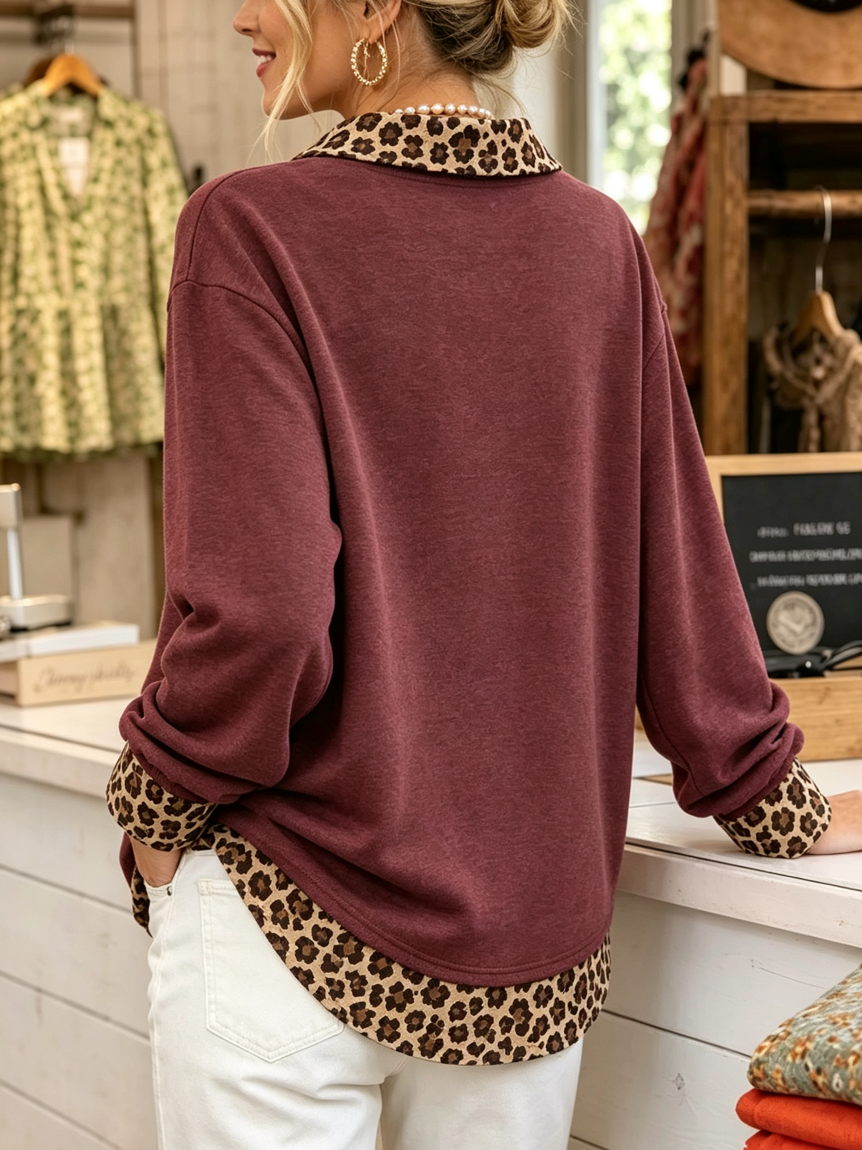 Leopard Pumpkin Patch Knit Top