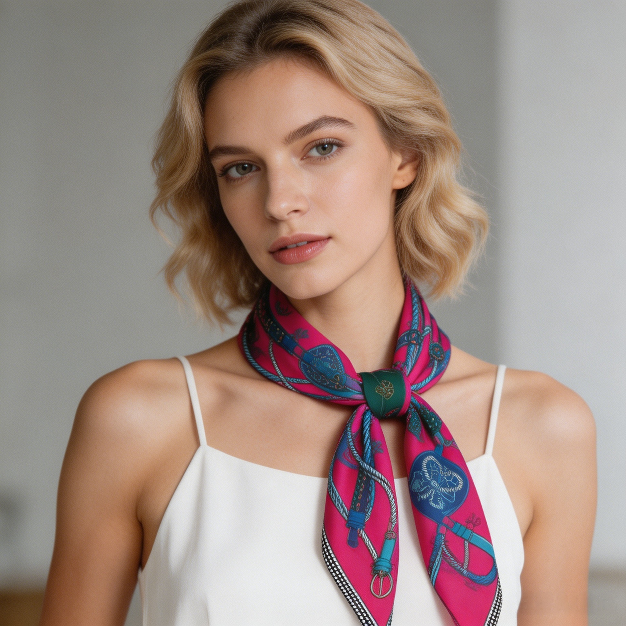Doulbe Side Printed Silk  Scarf,LANKING TEX,Doulbe Side Printed Silk  Scarf
