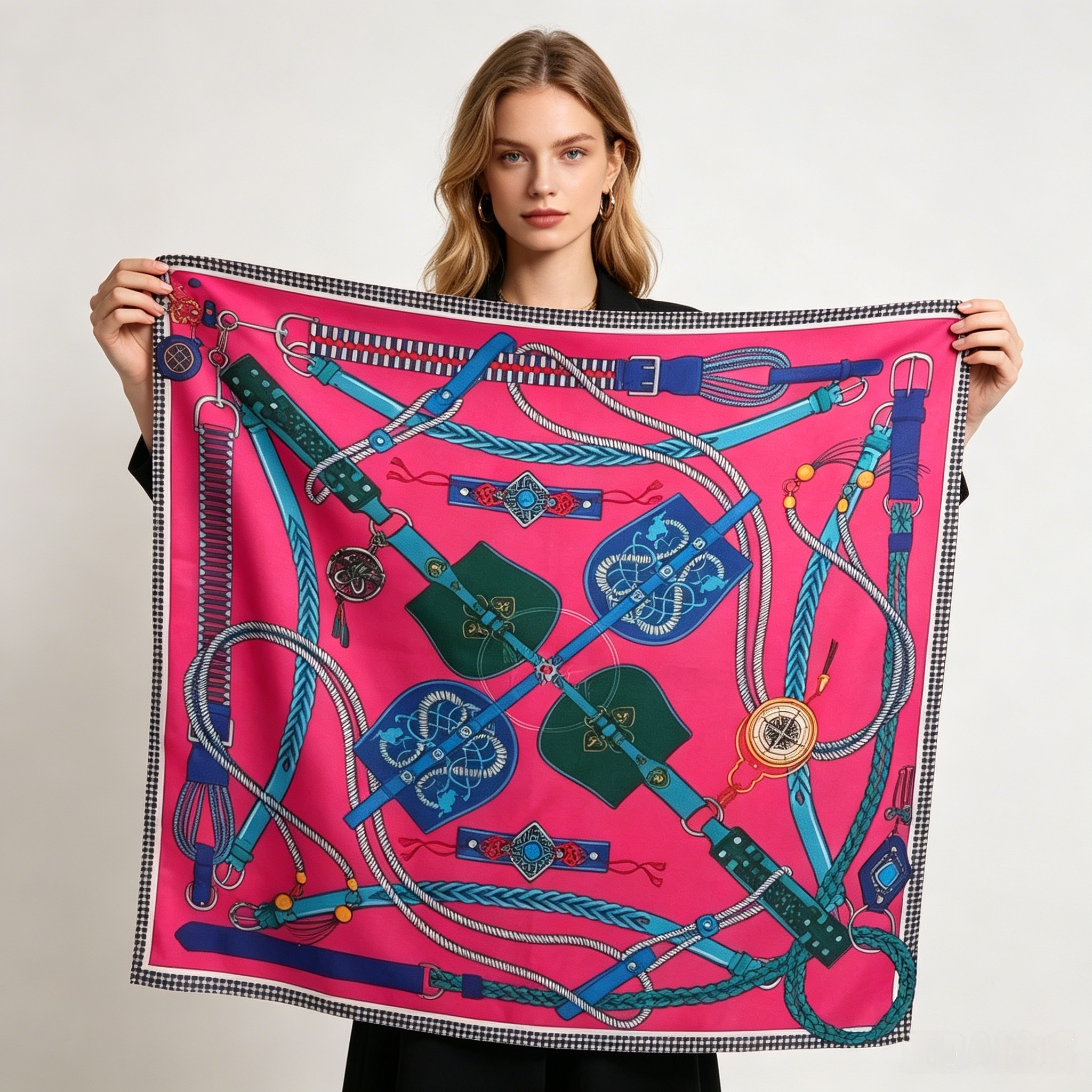 Doulbe Side Printed Silk  Scarf,LANKING TEX,Doulbe Side Printed Silk  Scarf