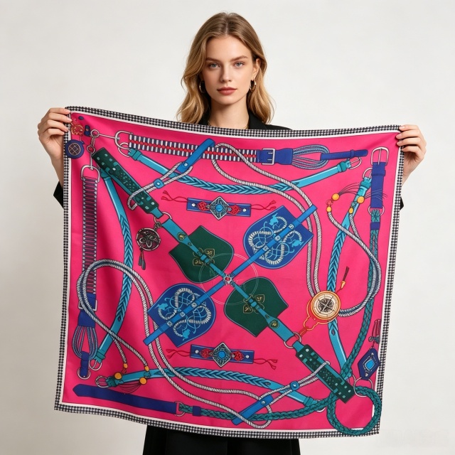 Doulbe Side Printed Silk  Scarf,LANKING TEX,Doulbe Side Printed Silk  Scarf