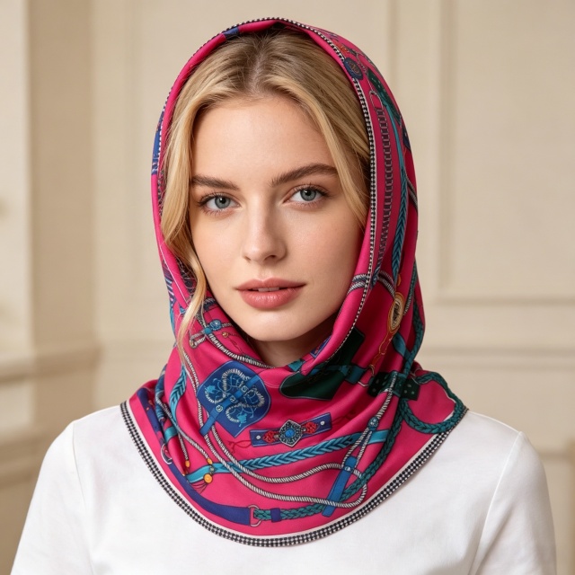 Doulbe Side Printed Silk  Scarf,LANKING TEX,Doulbe Side Printed Silk  Scarf