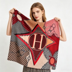 Doulbe Side Printed Silk  Scarf,LANKING TEX,Doulbe Side Printed Silk  Scarf
