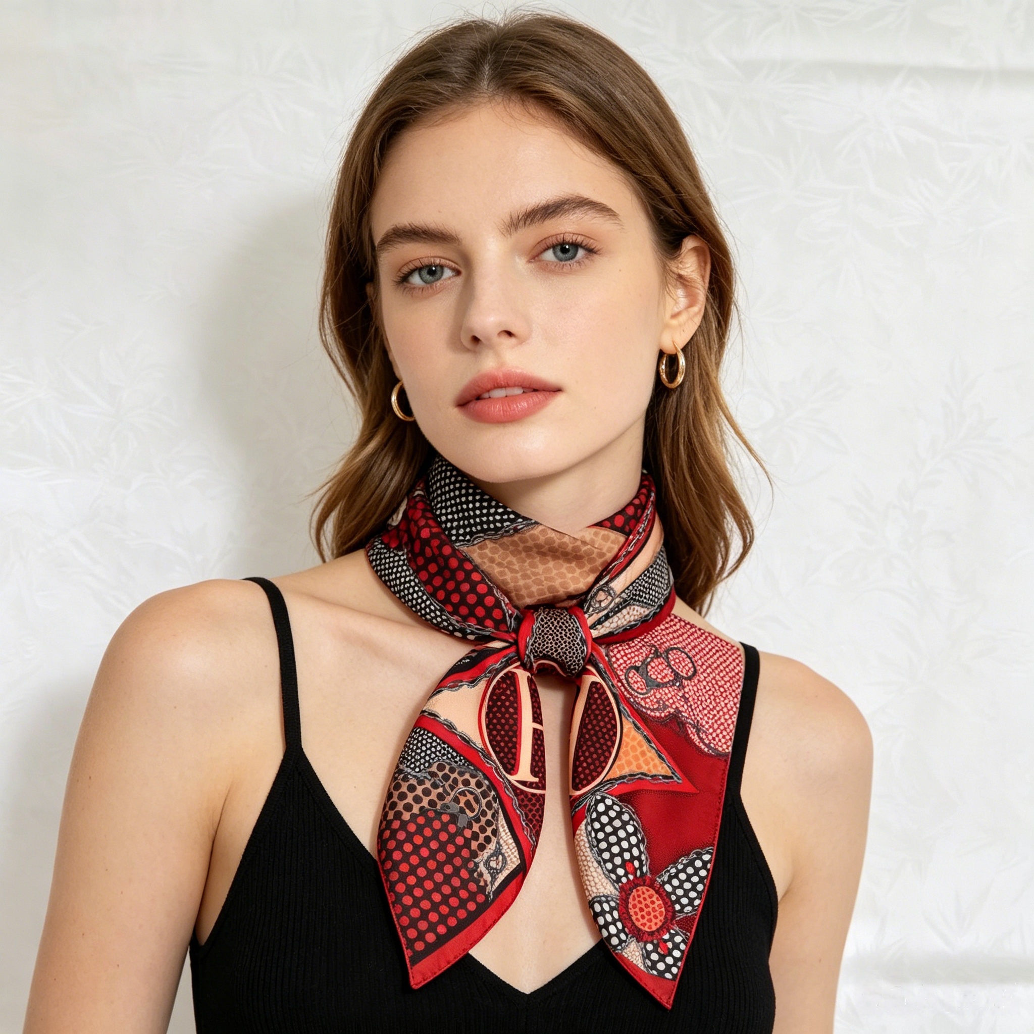 Doulbe Side Printed Silk  Scarf,LANKING TEX,Doulbe Side Printed Silk  Scarf