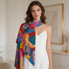 Doulbe Side Printed Silk  Scarf,LANKING TEX,Doulbe Side Printed Silk  Scarf