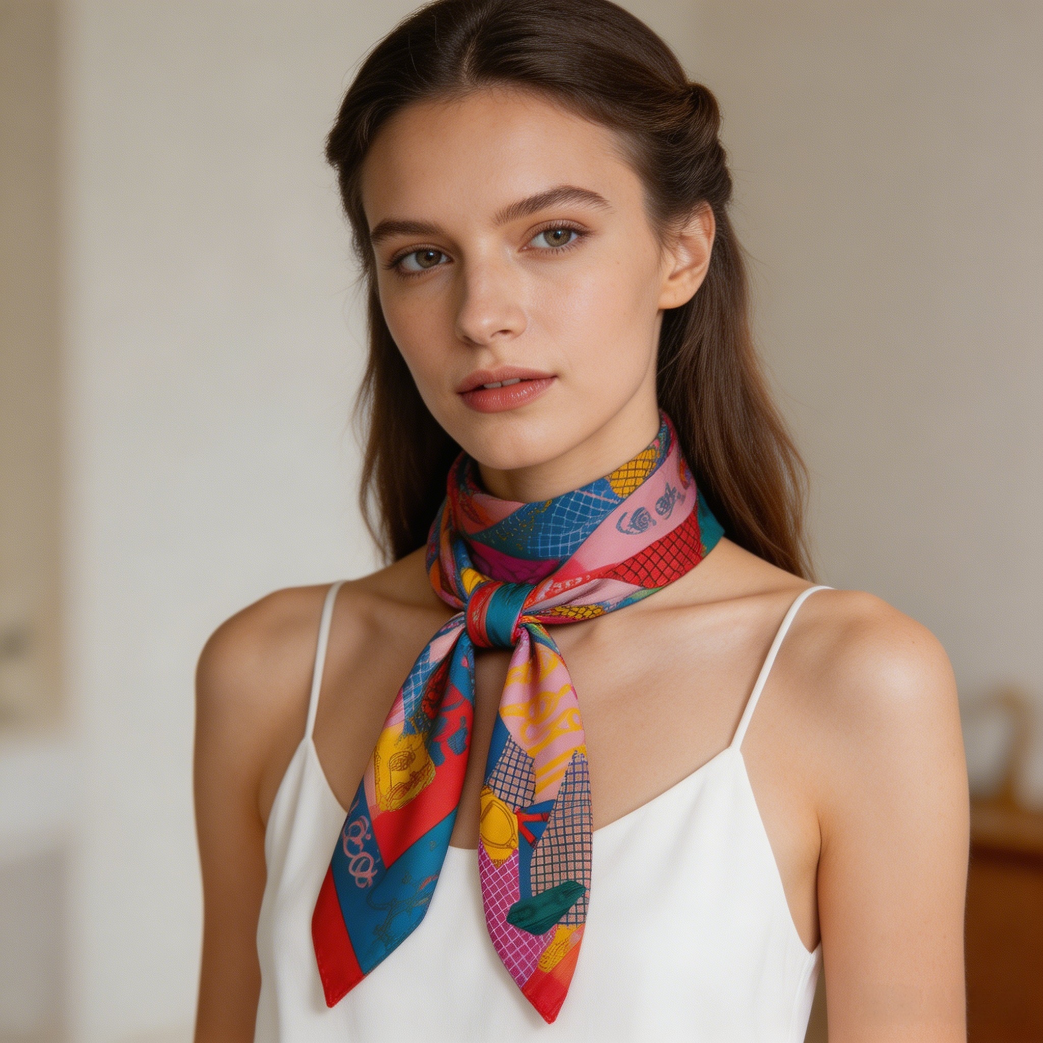 Doulbe Side Printed Silk  Scarf,LANKING TEX,Doulbe Side Printed Silk  Scarf