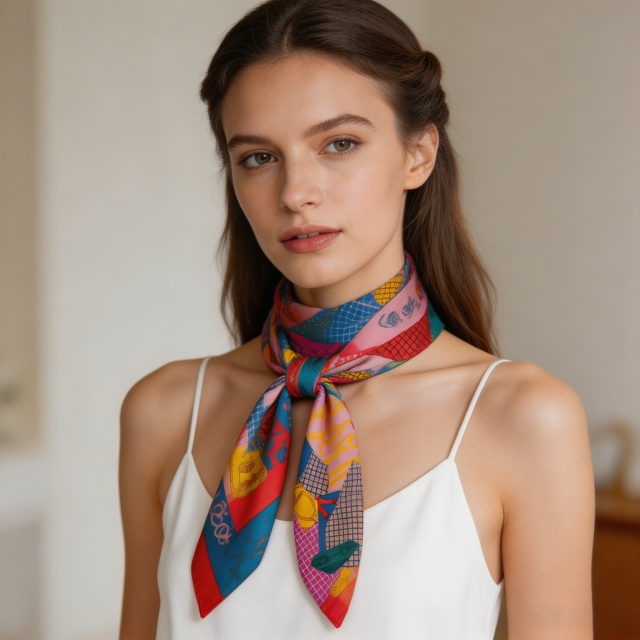 Doulbe Side Printed Silk  Scarf,LANKING TEX,Doulbe Side Printed Silk  Scarf