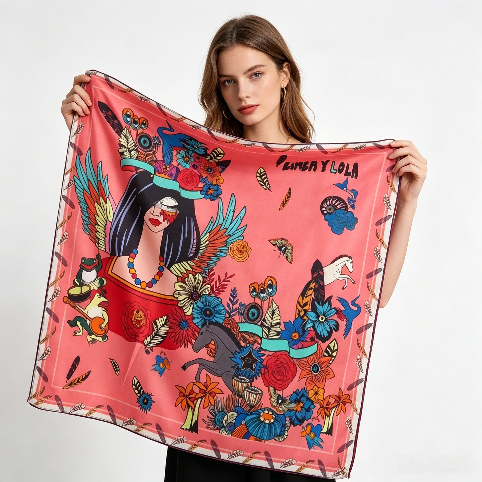 Doulbe Side Printed Silk  Scarf,LANKING TEX,Doulbe Side Printed Silk  Scarf