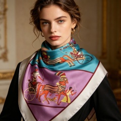 Doulbe Side Printed Silk  Scarf,LANKING TEX,Doulbe Side Printed Silk  Scarf