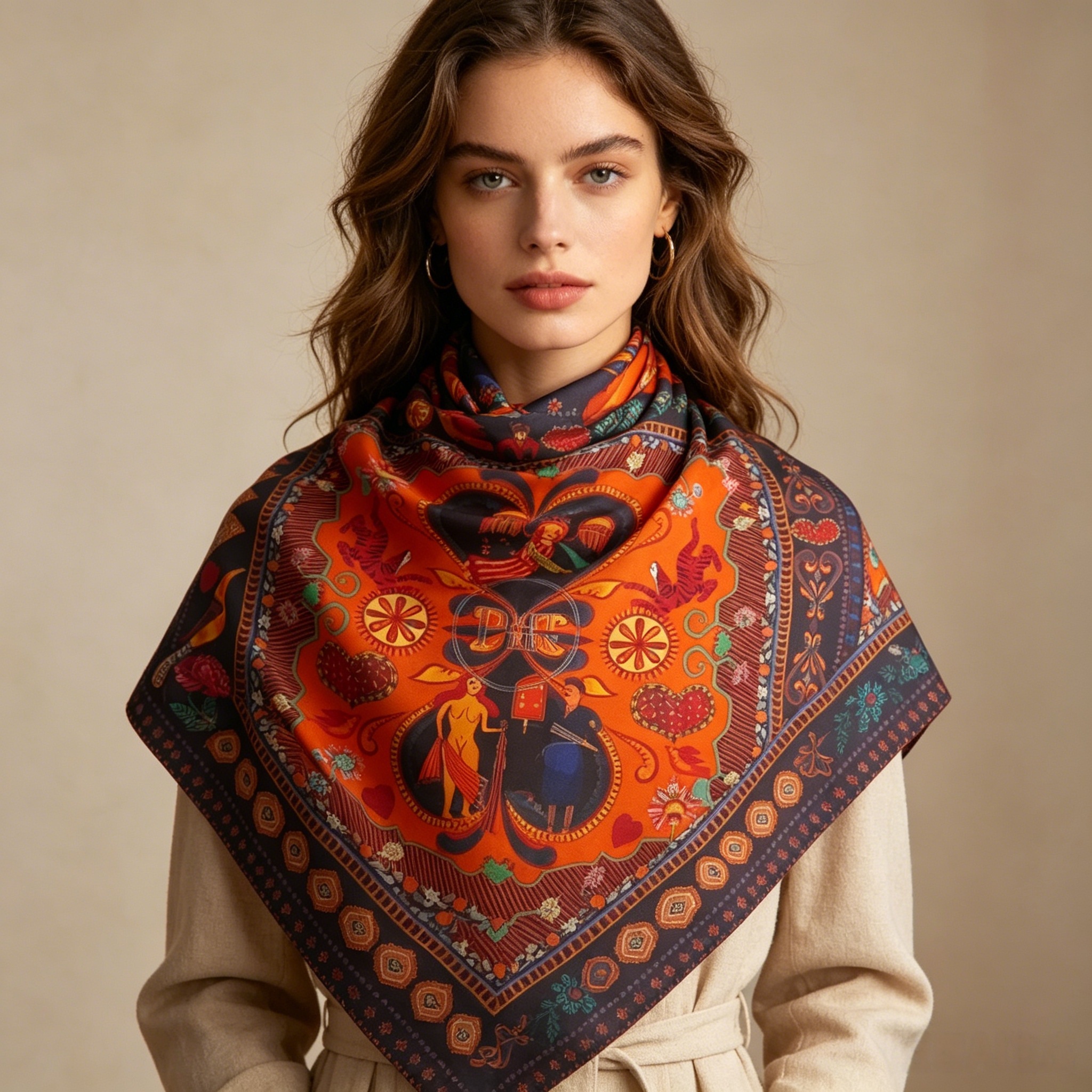 Doulbe Side Printed Silk  Scarf,LANKING TEX,Doulbe Side Printed Silk  Scarf