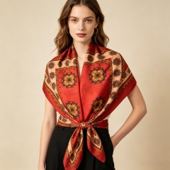Doulbe Side Printed Silk  Scarf,LANKING TEX,Doulbe Side Printed Silk  Scarf