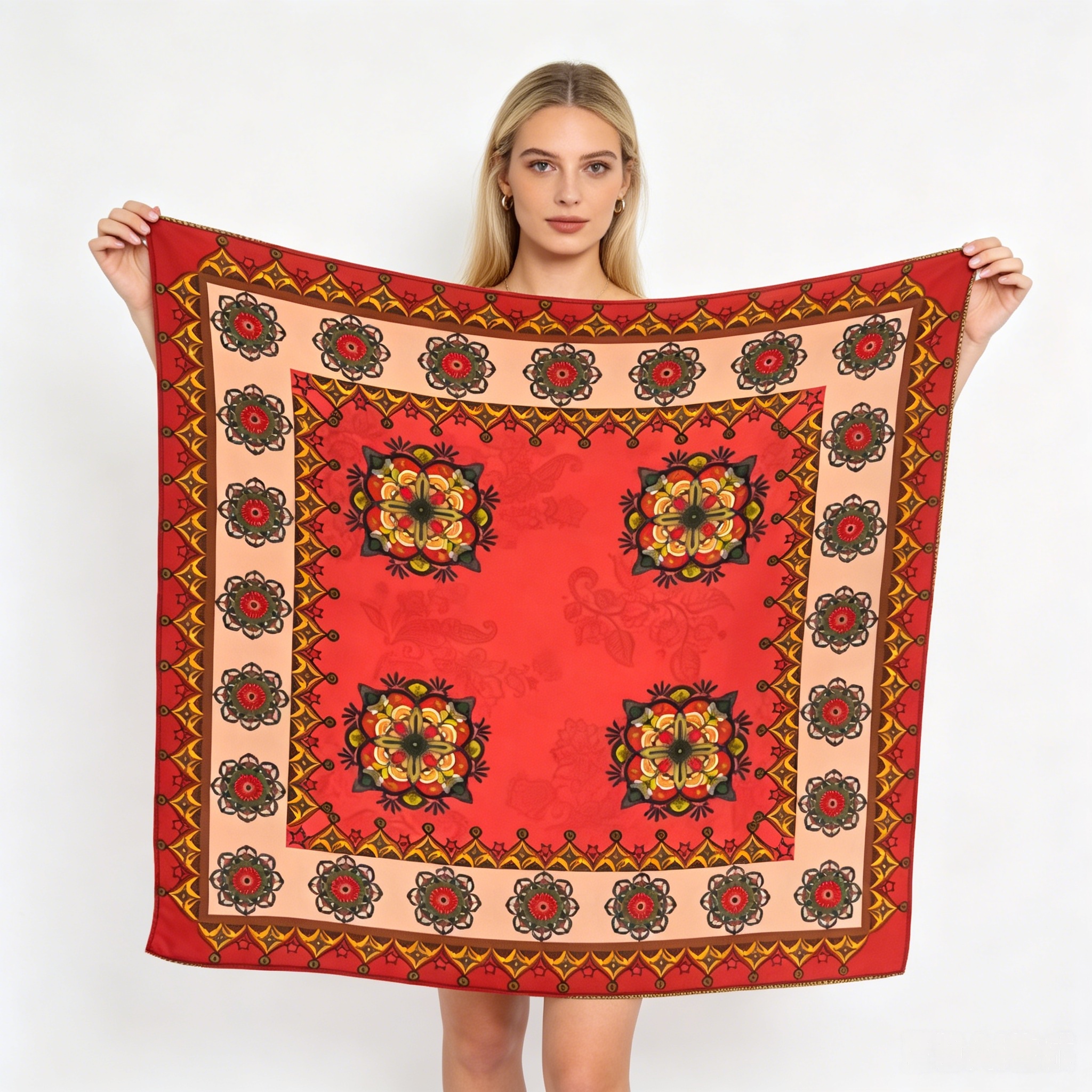 Doulbe Side Printed Silk  Scarf,LANKING TEX,Doulbe Side Printed Silk  Scarf