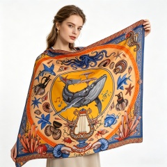Doulbe Side Printed Silk  Scarf,LANKING TEX,Doulbe Side Printed Silk  Scarf