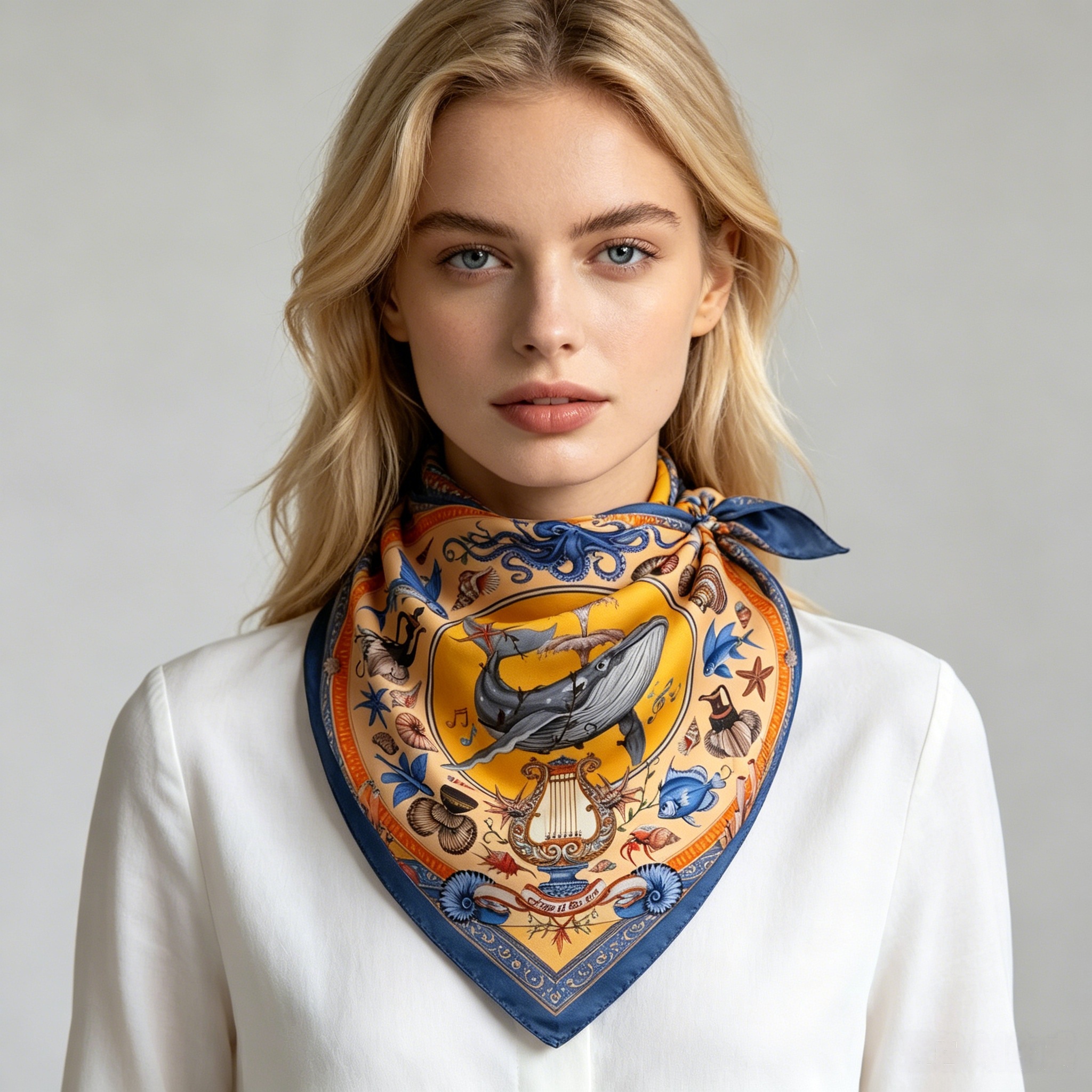Doulbe Side Printed Silk  Scarf,LANKING TEX,Doulbe Side Printed Silk  Scarf