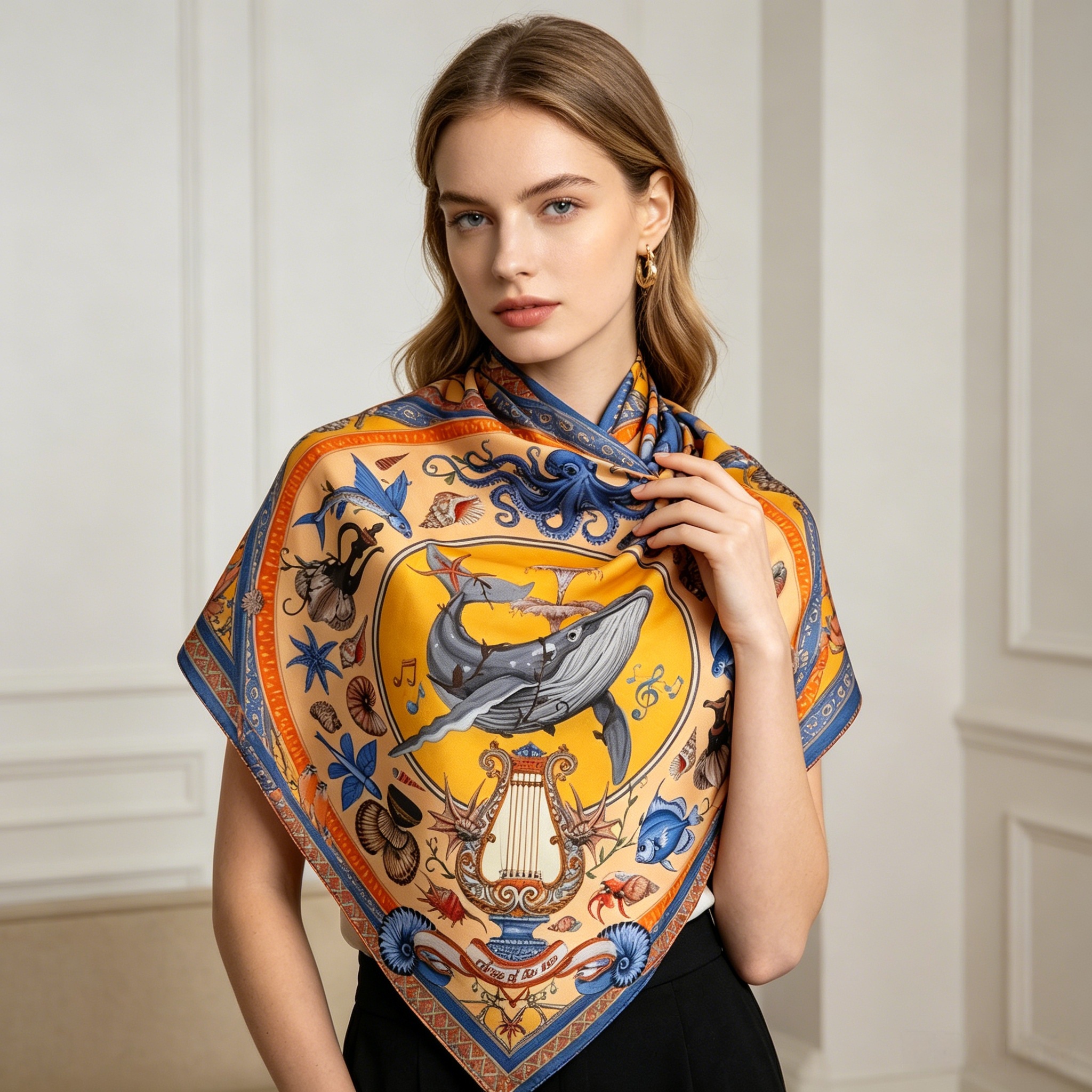 Doulbe Side Printed Silk  Scarf,LANKING TEX,Doulbe Side Printed Silk  Scarf