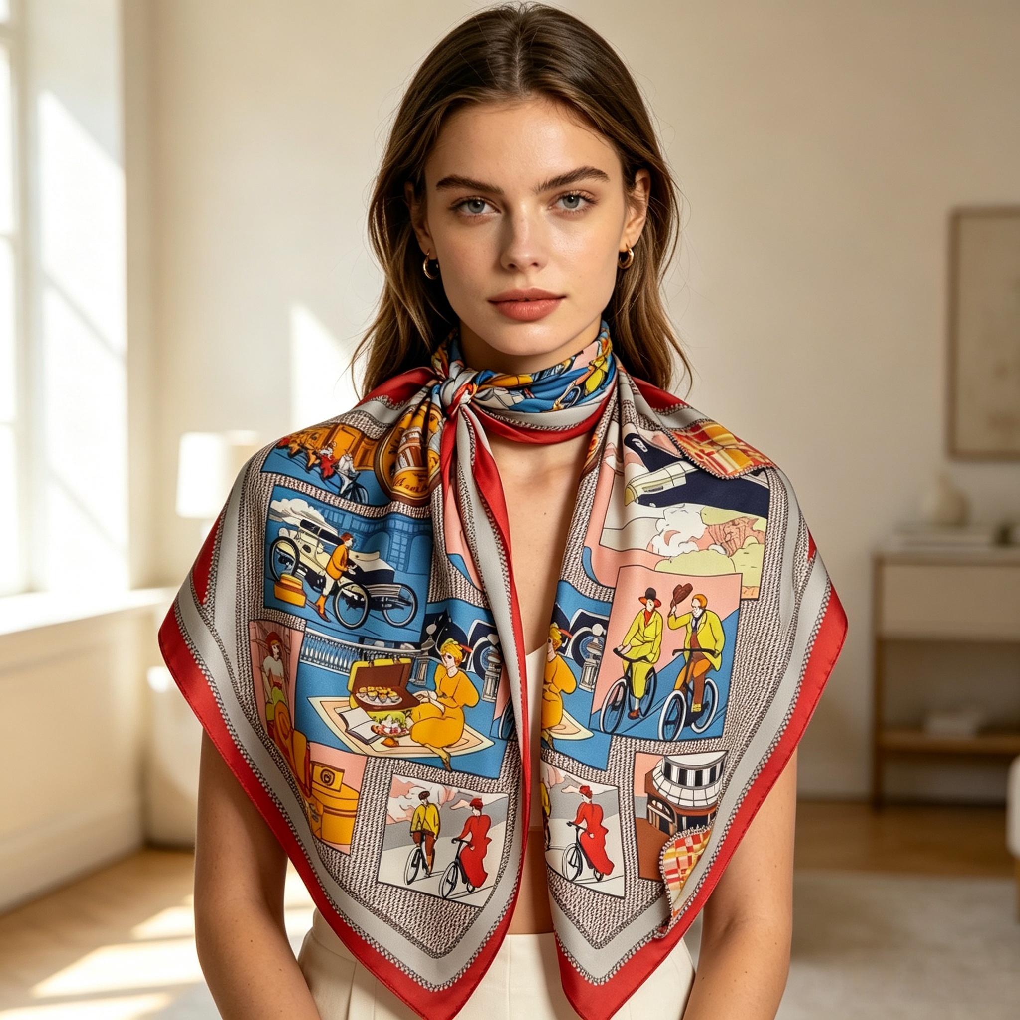 Doulbe Side Printed Silk  Scarf,LANKING TEX,Doulbe Side Printed Silk  Scarf
