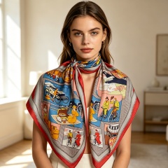 Doulbe Side Printed Silk  Scarf,LANKING TEX,Doulbe Side Printed Silk  Scarf