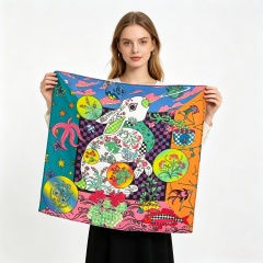 Doulbe Side Printed Silk  Scarf,LANKING TEX,Doulbe Side Printed Silk  Scarf