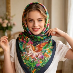 Doulbe Side Printed Silk  Scarf,LANKING TEX,Doulbe Side Printed Silk  Scarf