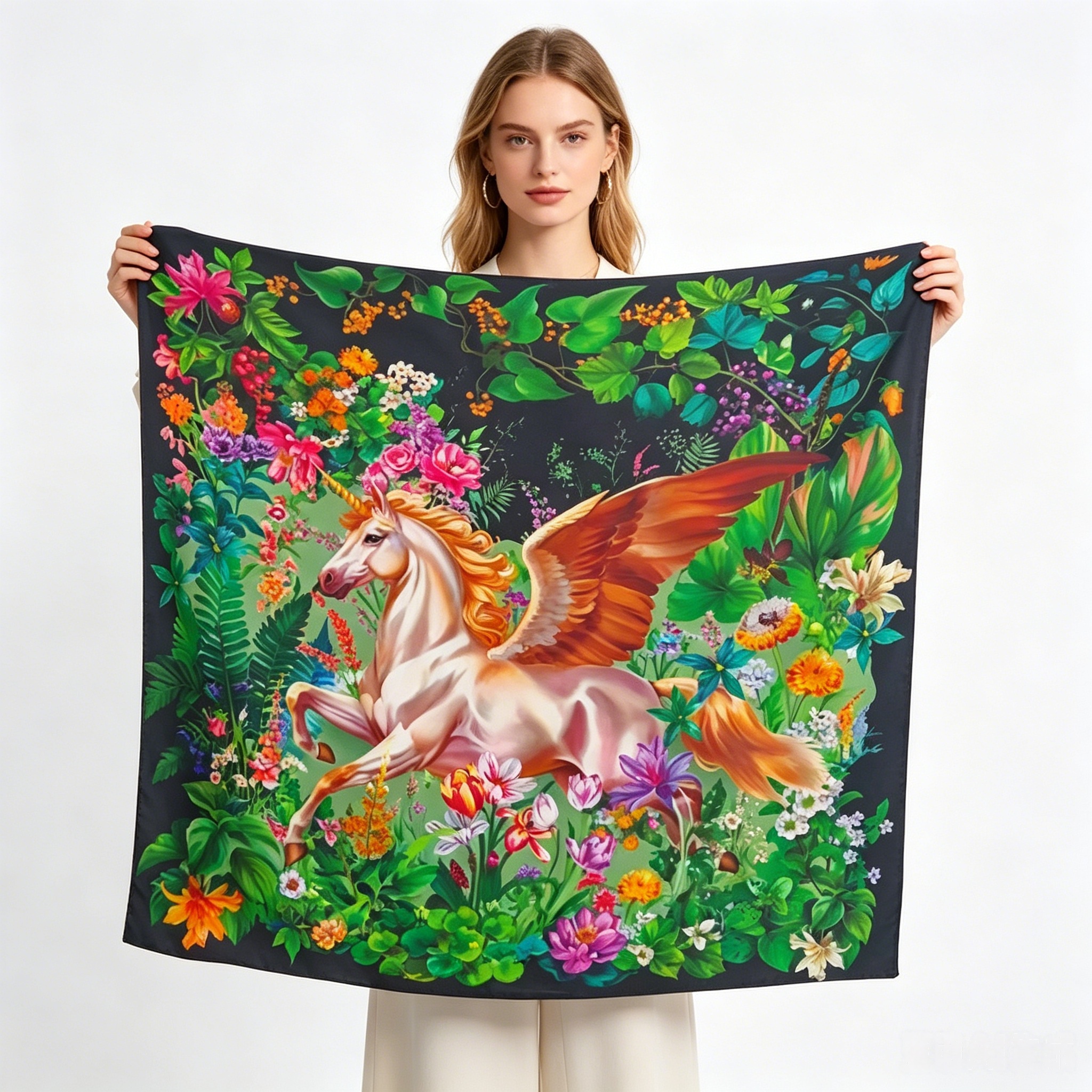 Doulbe Side Printed Silk  Scarf,LANKING TEX,Doulbe Side Printed Silk  Scarf