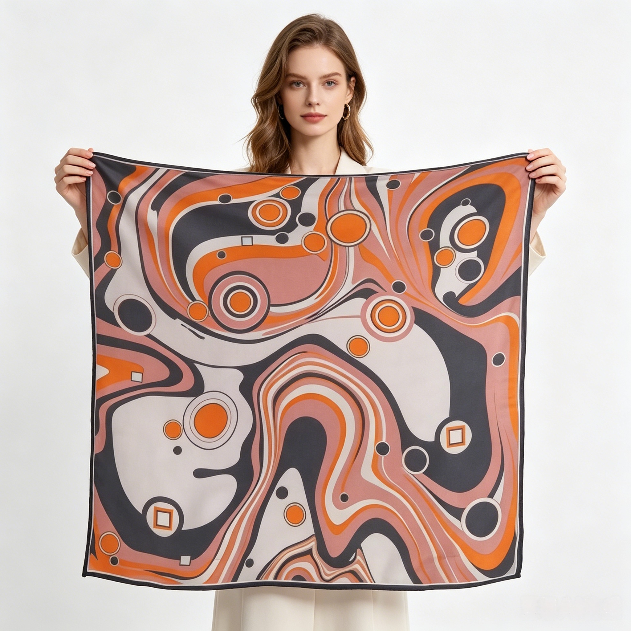 Doulbe Side Printed Silk  Scarf,LANKING TEX,Doulbe Side Printed Silk  Scarf