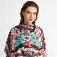 Doulbe Side Printed Silk  Scarf,LANKING TEX,Doulbe Side Printed Silk  Scarf