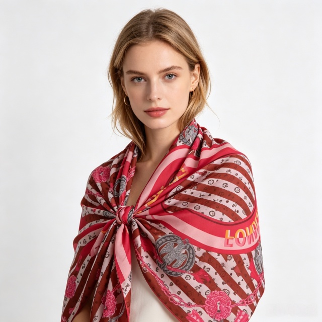 Doulbe Side Printed Silk  Scarf,LANKING TEX,Doulbe Side Printed Silk  Scarf