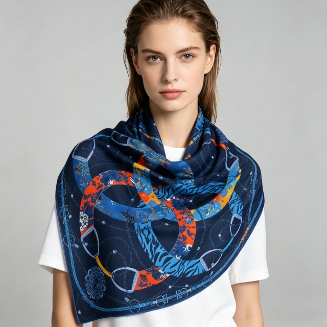 Doulbe Side Printed Silk  Scarf,LANKING TEX,Doulbe Side Printed Silk  Scarf
