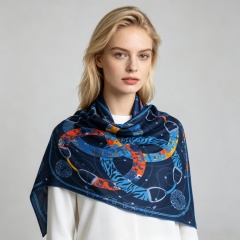 Doulbe Side Printed Silk  Scarf,LANKING TEX,Doulbe Side Printed Silk  Scarf