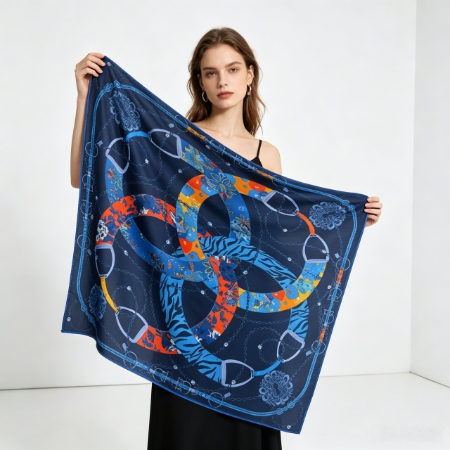 Doulbe Side Printed Silk  Scarf,LANKING TEX,Doulbe Side Printed Silk  Scarf