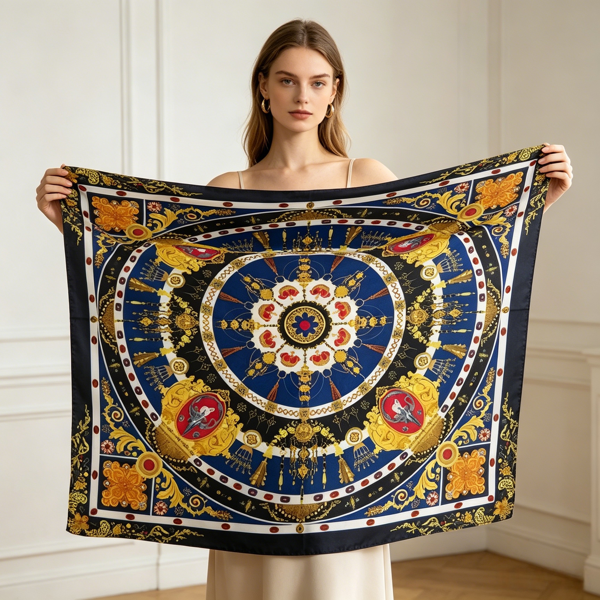 Doulbe Side Printed Silk  Scarf,LANKING TEX,Doulbe Side Printed Silk  Scarf