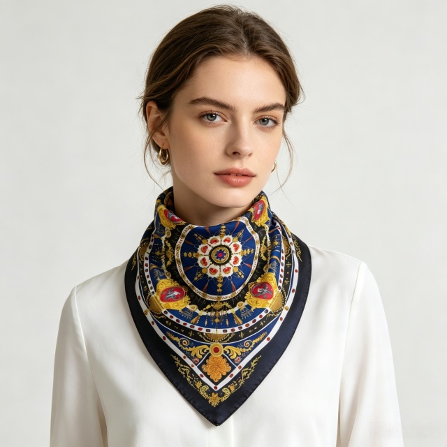 Doulbe Side Printed Silk  Scarf,LANKING TEX,Doulbe Side Printed Silk  Scarf