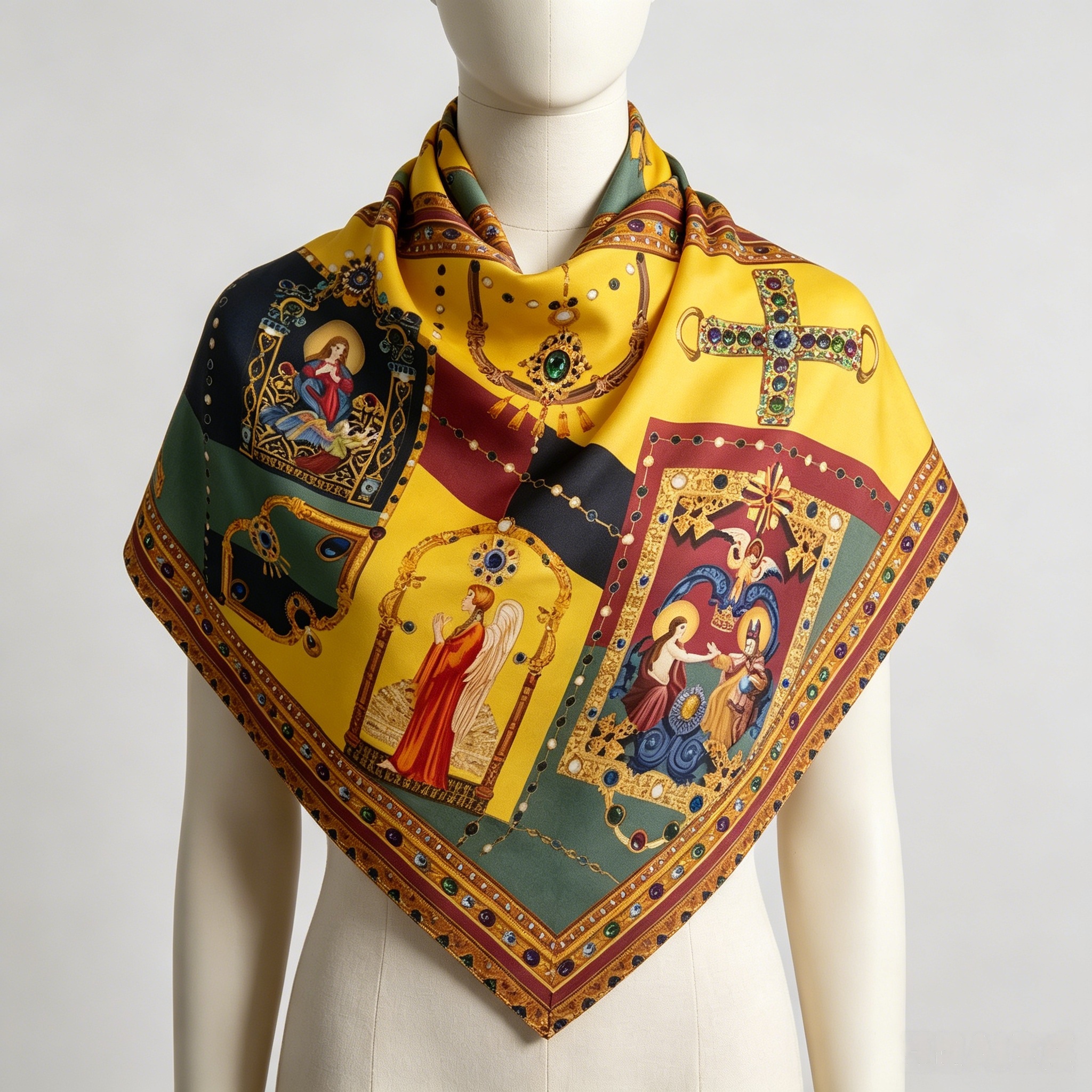 Doulbe Side Printed Silk  Scarf,LANKING TEX,Doulbe Side Printed Silk  Scarf