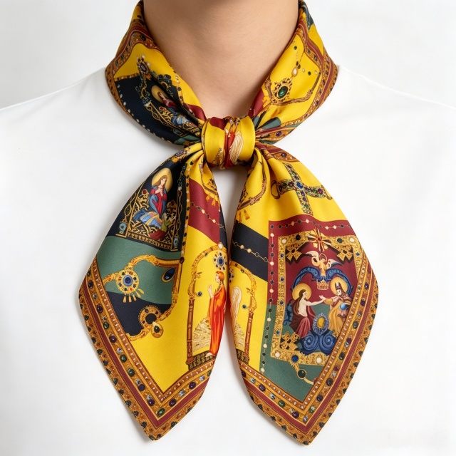 Doulbe Side Printed Silk  Scarf,LANKING TEX,Doulbe Side Printed Silk  Scarf