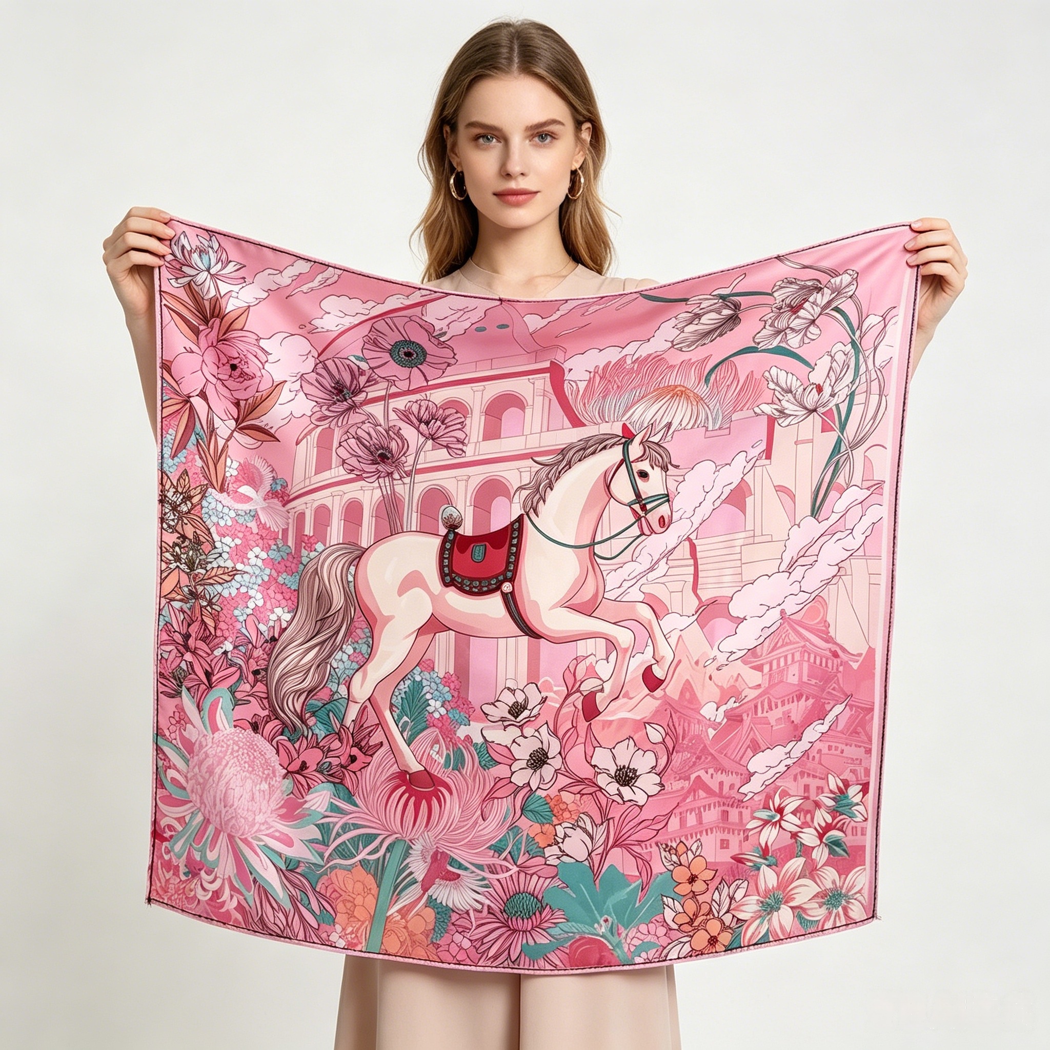 Doulbe Side Printed Silk  Scarf,LANKING TEX,Doulbe Side Printed Silk  Scarf