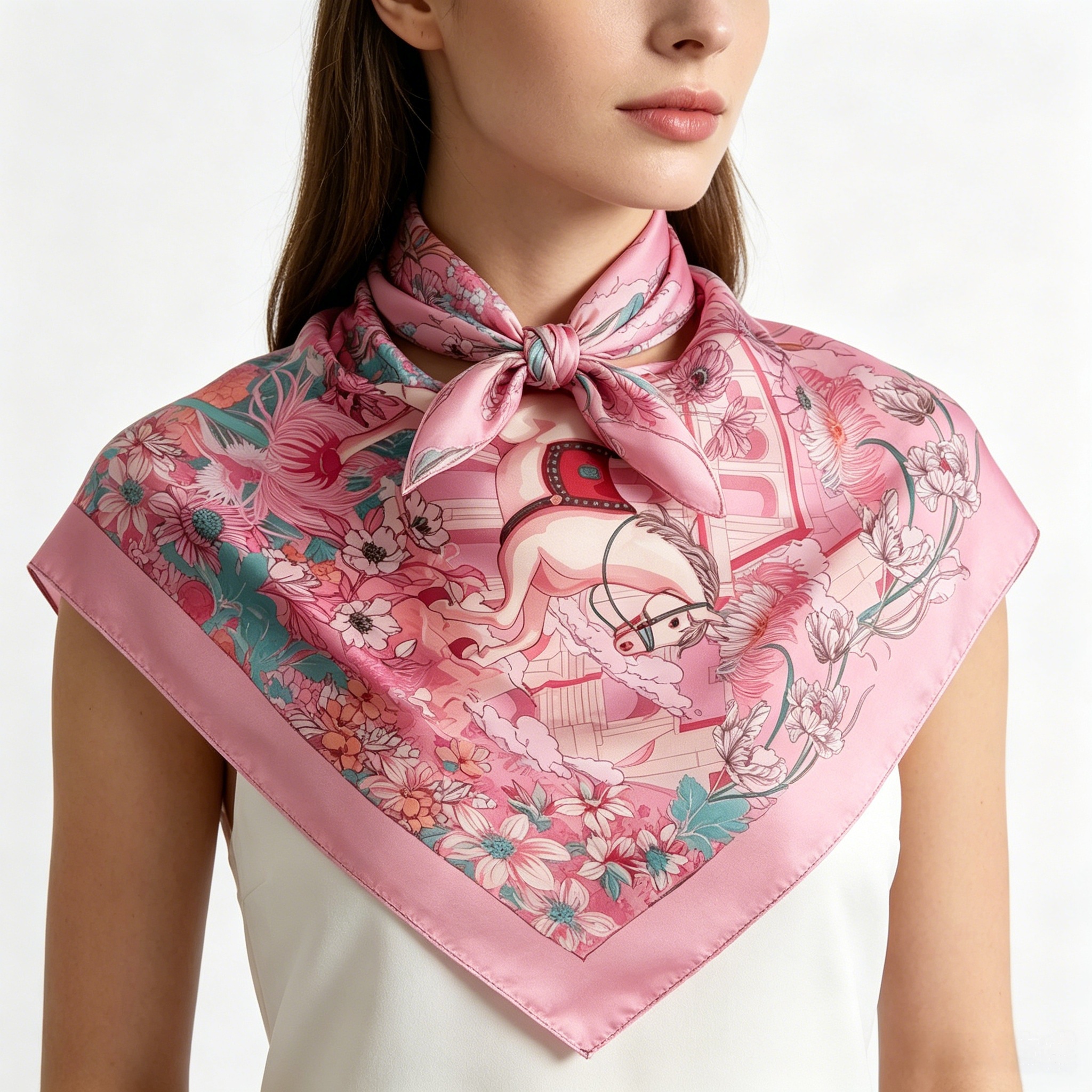 Doulbe Side Printed Silk  Scarf,LANKING TEX,Doulbe Side Printed Silk  Scarf