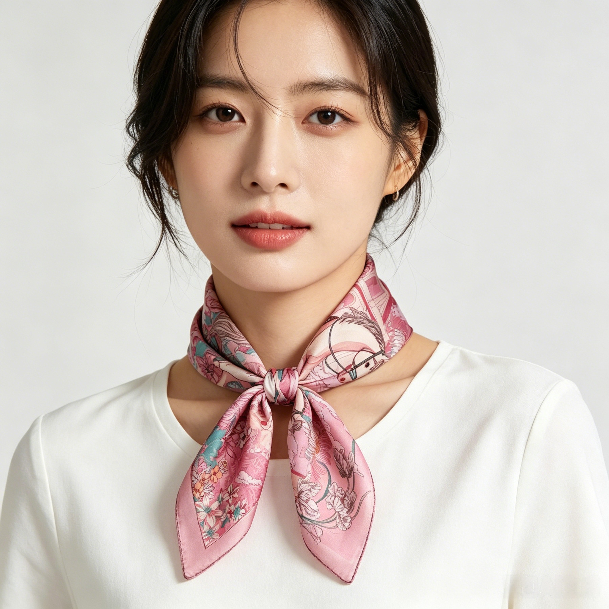 Doulbe Side Printed Silk  Scarf,LANKING TEX,Doulbe Side Printed Silk  Scarf