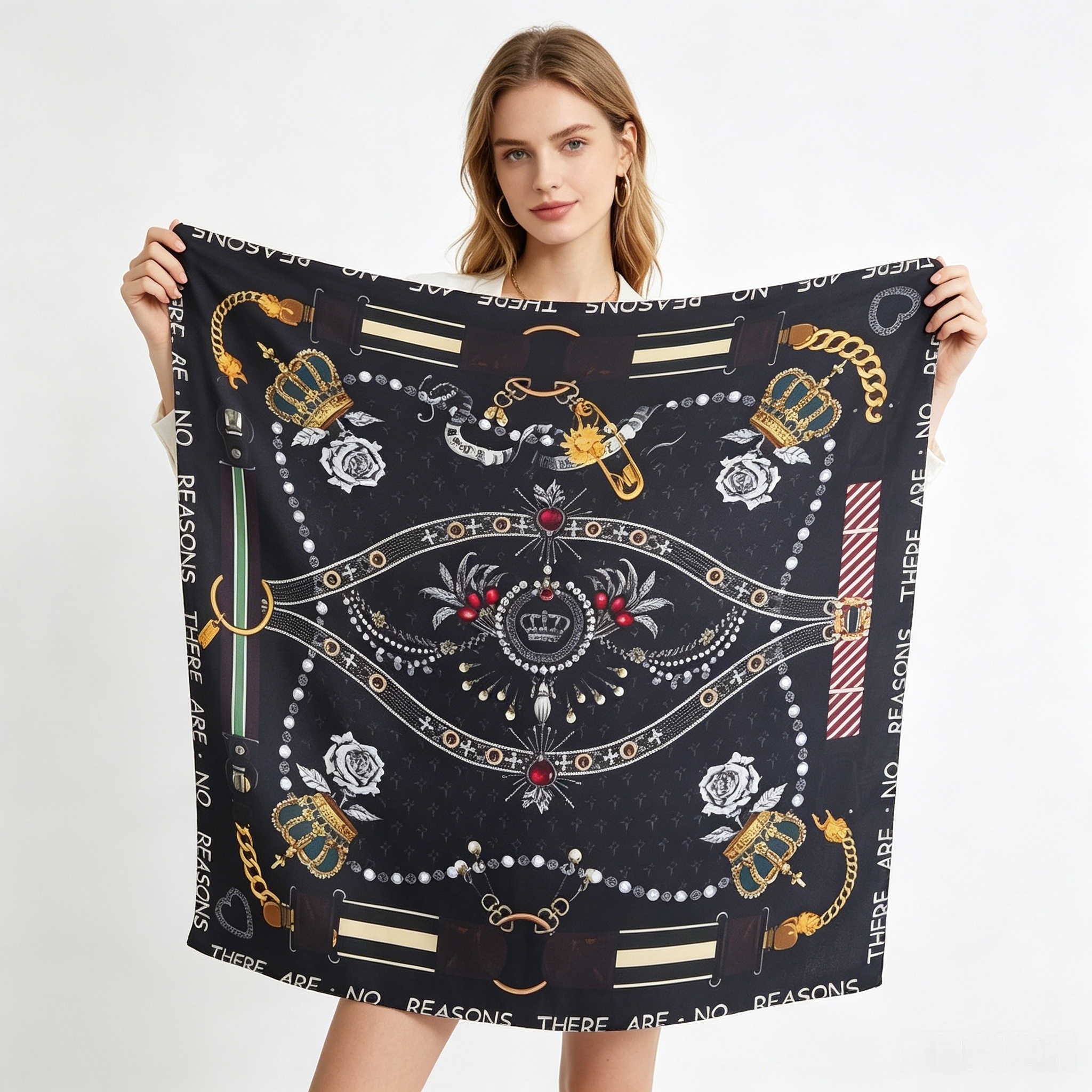 Doulbe Side Printed Silk  Scarf,LANKING TEX,Doulbe Side Printed Silk  Scarf