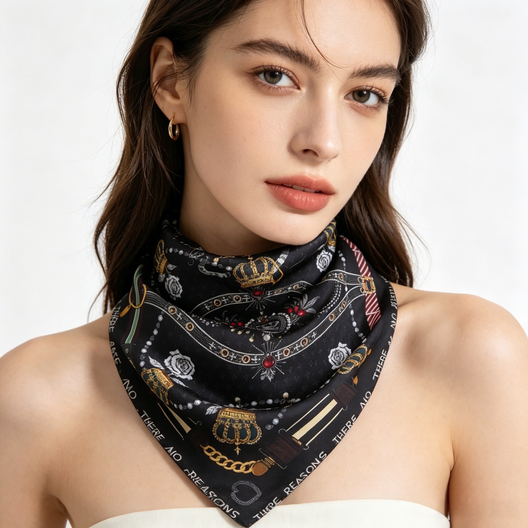 Doulbe Side Printed Silk  Scarf,LANKING TEX,Doulbe Side Printed Silk  Scarf