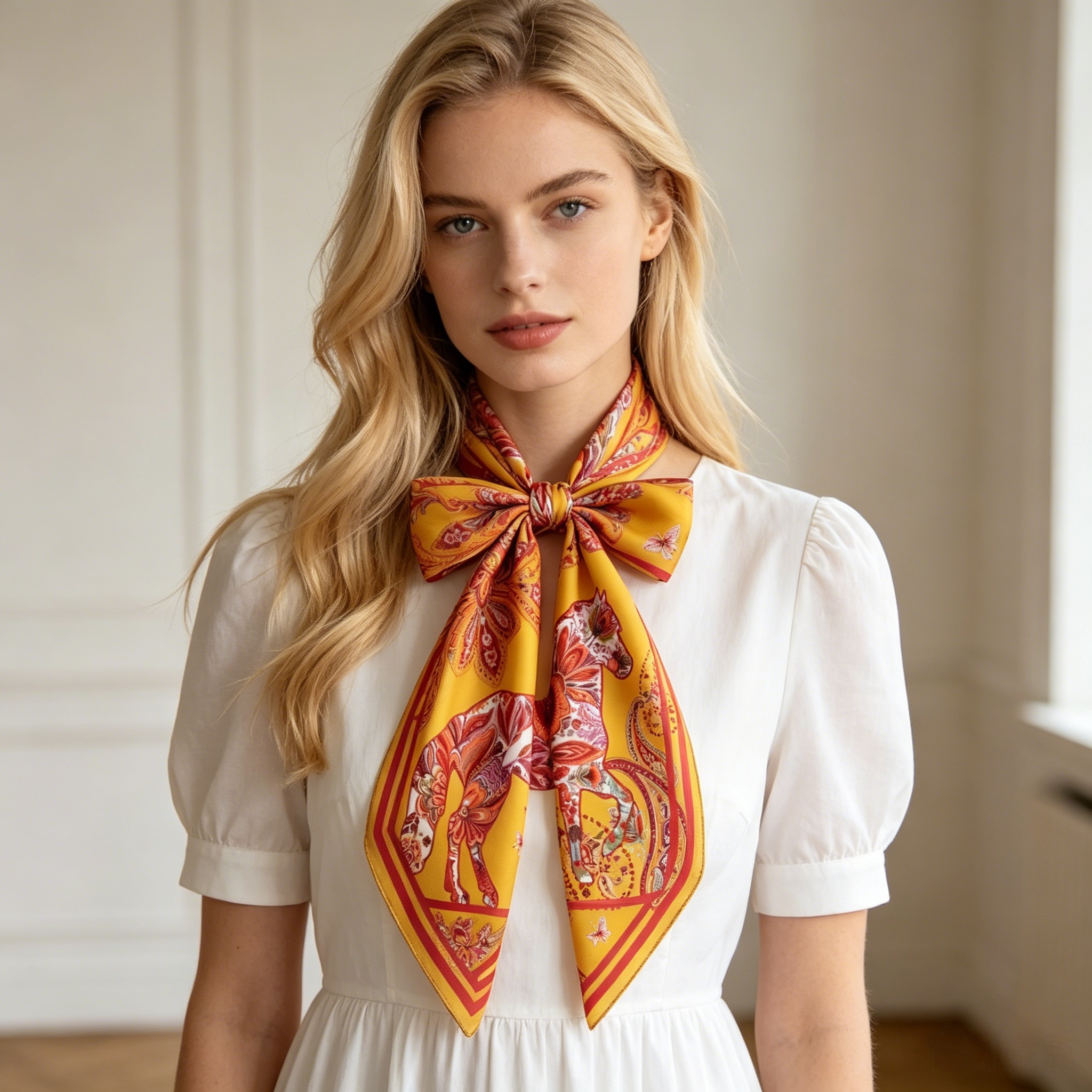 Doulbe Side Printed Silk  Scarf,LANKING TEX,Doulbe Side Printed Silk  Scarf