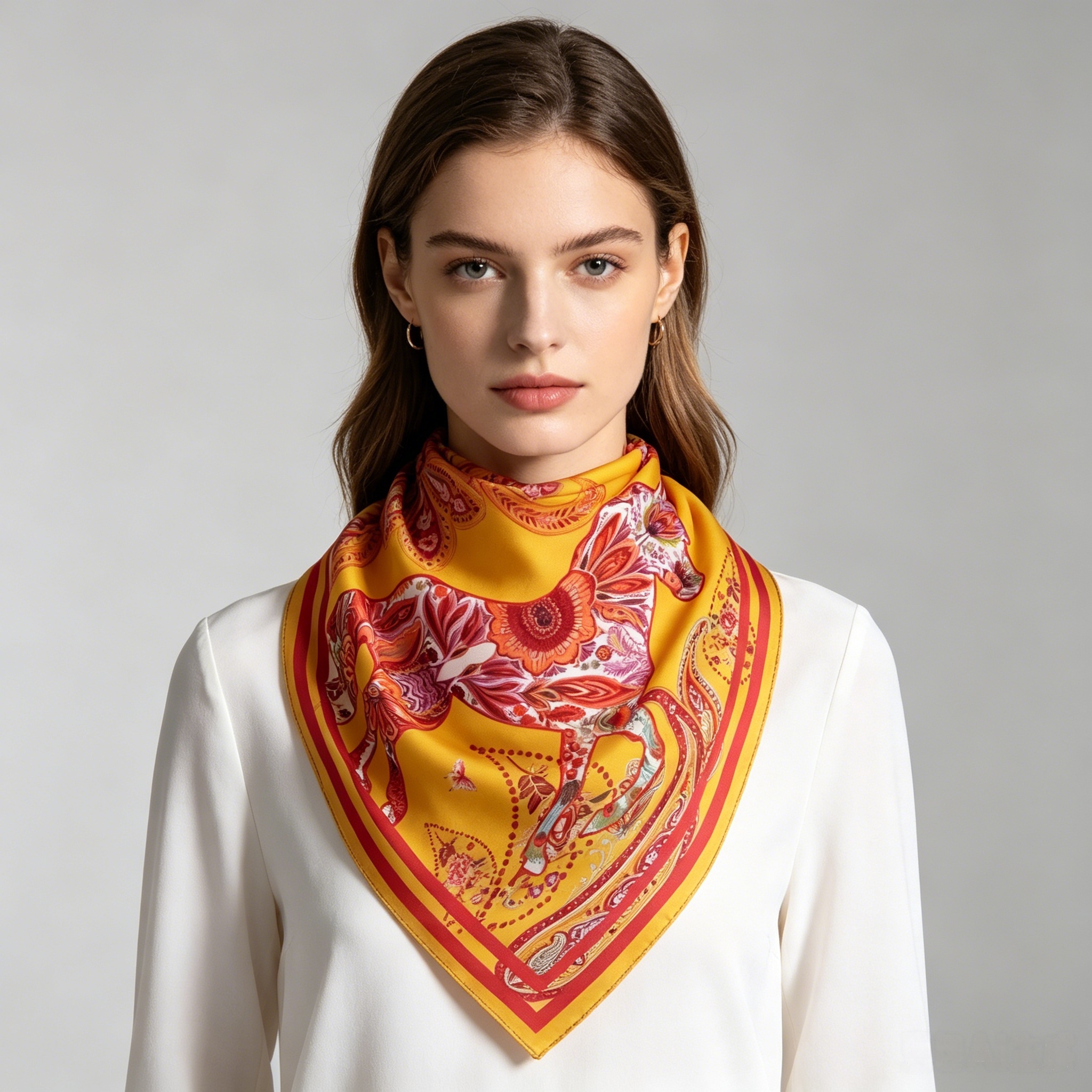 Doulbe Side Printed Silk  Scarf,LANKING TEX,Doulbe Side Printed Silk  Scarf