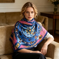 Doulbe Side Printed Silk  Scarf,LANKING TEX,Doulbe Side Printed Silk  Scarf