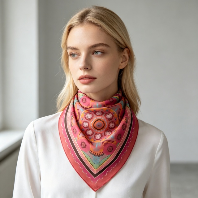 Doulbe Side Printed Silk  Scarf,LANKING TEX,Doulbe Side Printed Silk  Scarf