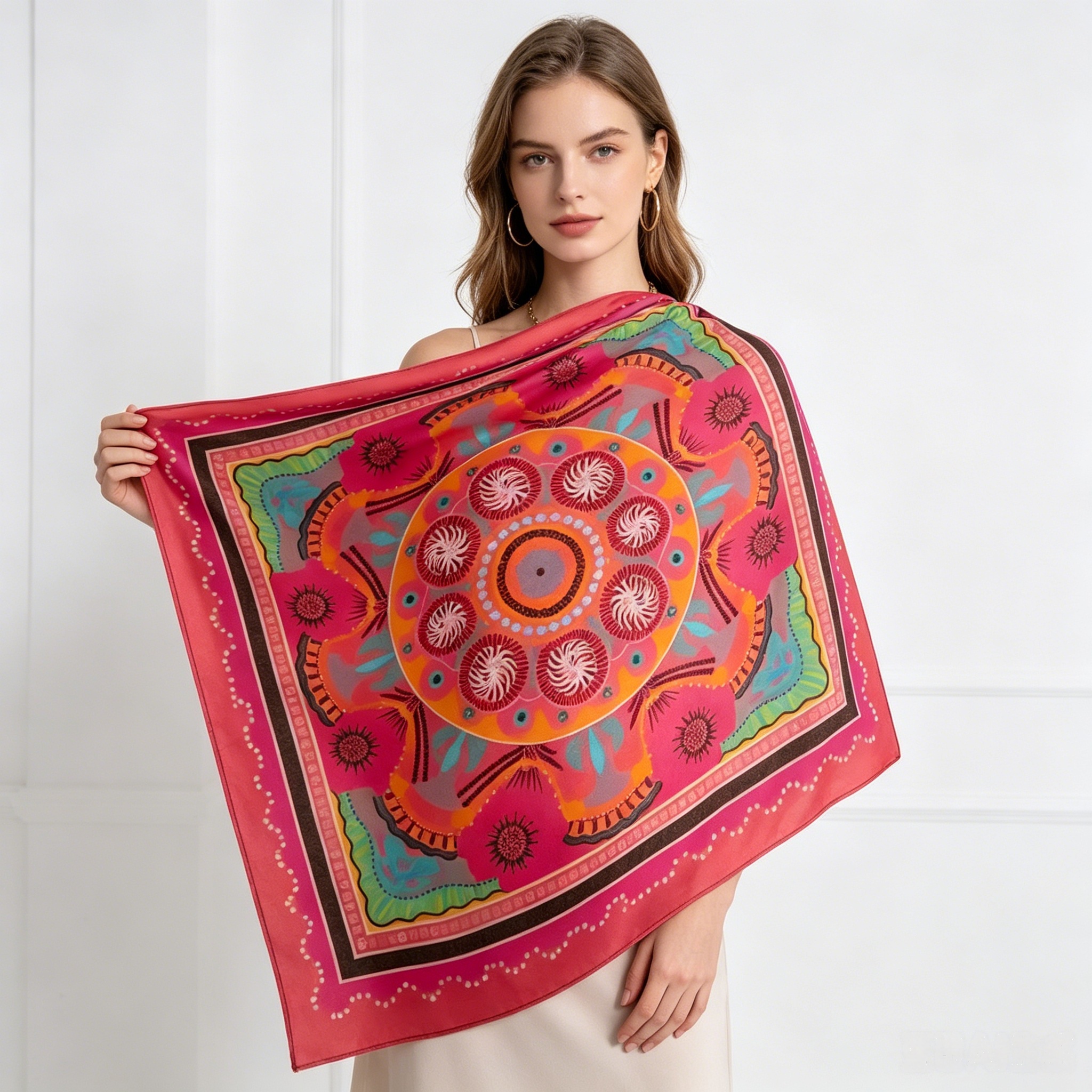 Doulbe Side Printed Silk  Scarf,LANKING TEX,Doulbe Side Printed Silk  Scarf