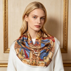 Doulbe Side Printed Silk  Scarf,LANKING TEX,Doulbe Side Printed Silk  Scarf
