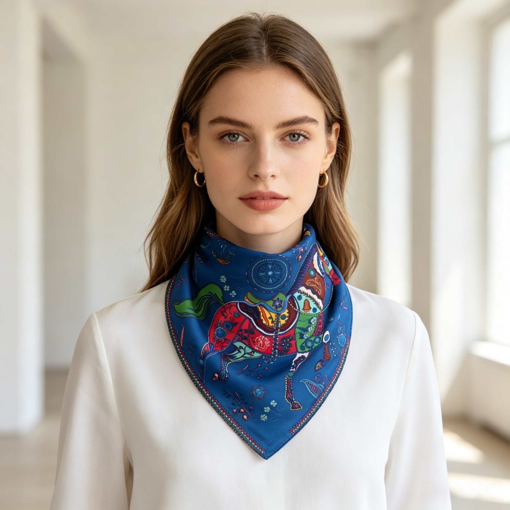 Doulbe Side Printed Silk  Scarf,LANKING TEX,Doulbe Side Printed Silk  Scarf