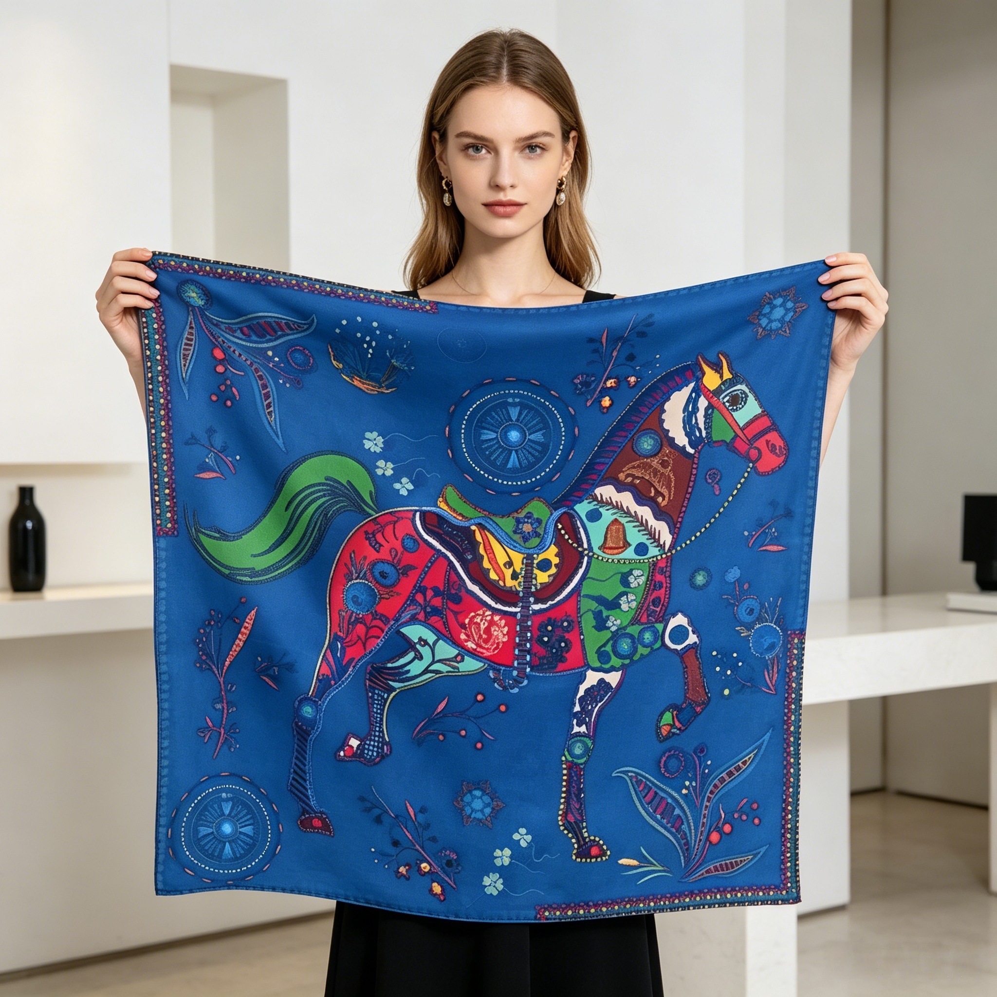 Doulbe Side Printed Silk  Scarf,LANKING TEX,Doulbe Side Printed Silk  Scarf