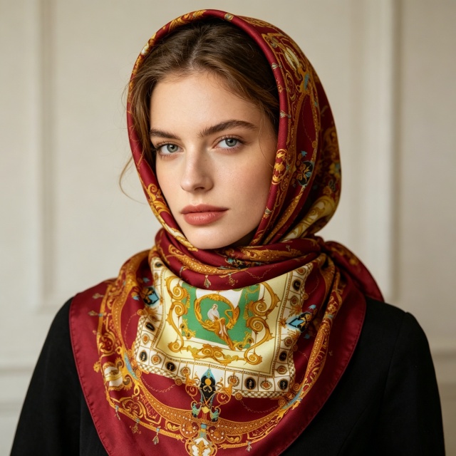 Doulbe Side Printed Silk  Scarf,LANKING TEX,Doulbe Side Printed Silk  Scarf