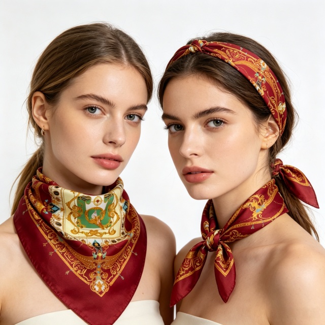 Doulbe Side Printed Silk  Scarf,LANKING TEX,Doulbe Side Printed Silk  Scarf