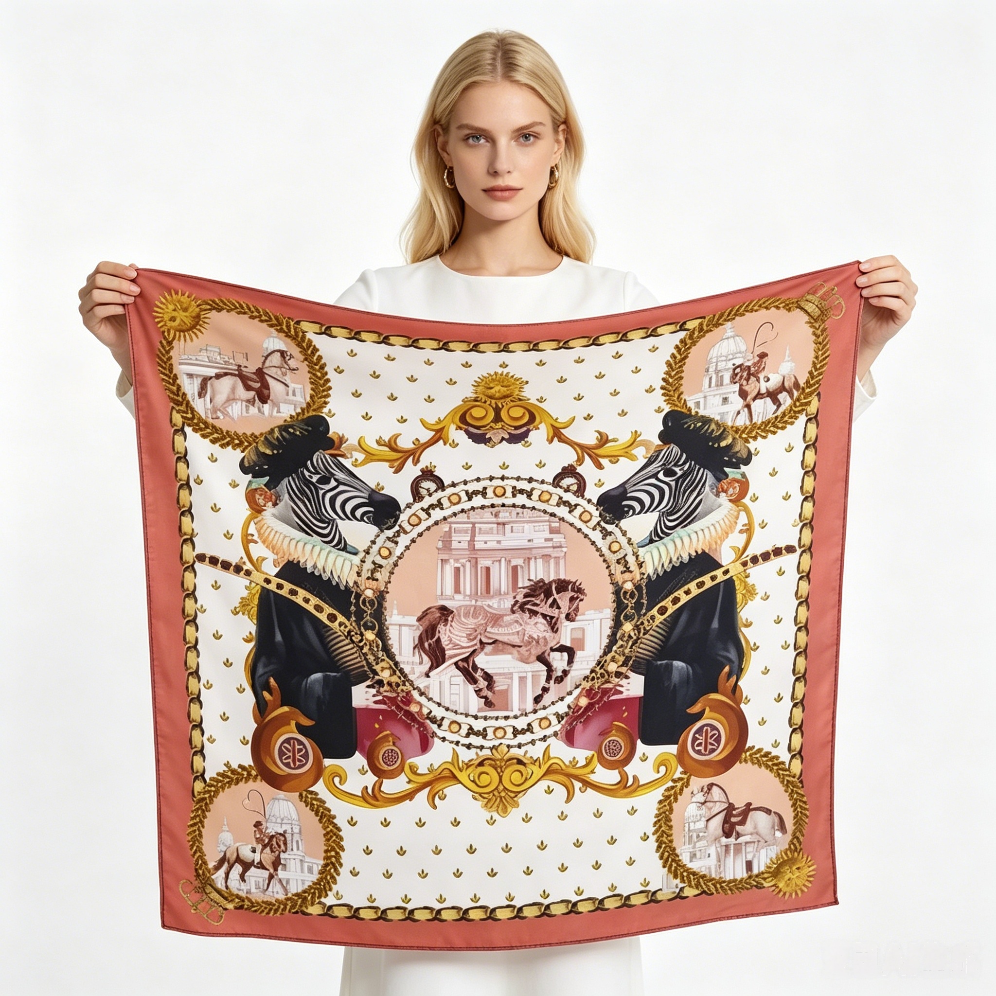 Doulbe Side Printed Silk  Scarf,LANKING TEX,Doulbe Side Printed Silk  Scarf
