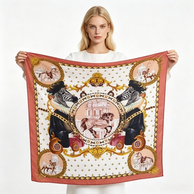 Doulbe Side Printed Silk  Scarf,LANKING TEX,Doulbe Side Printed Silk  Scarf